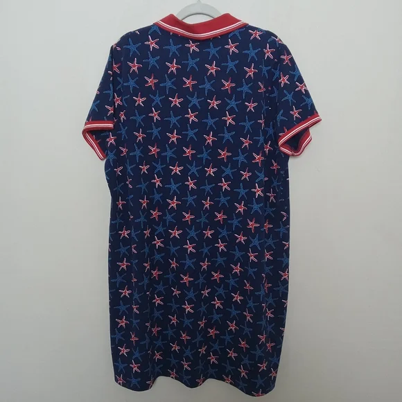 Land's End SIZE 2X Starfish Blue Red Polo Dress - Picture 6 of 11